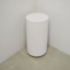 Norfolk Round Pedestal Lobby Table in white gloss laminate finish shown here.