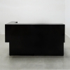 San Francisco L Shape reception desk is shown here with all Black Gloss Laminate Base.