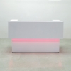 U Shaped San Fransisco reception desk with White Gloss Finish with LED lights that come in a variety of colors. 72 In