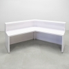 112 inches San Francisco Angled Reception Desk In White Gloss Laminate seating side view shown here.
