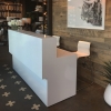 San Francisco Straight Custom Reception Desk is shown here with an all White  Gloss Laminate Base.