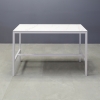 Aspen Engineered Stone Bar Table in solenne marble top and white aluminum frame shown here.