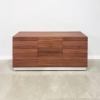 Manhattan Storage Credenza in special laminate credenza & doors, and brushed aluminum toe-kick shown here.