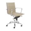 Dirk Low Back Office Chair in taupe soft leatherette and chromed aluminum armrests shown here.