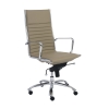 Dirk High Back Office Chair in taupe soft leatherette and chromed aluminum armrests and leg shown here.