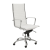 Dirk High Back Office Chair in white soft leatherette and chromed aluminum armrests and leg shown here.