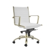 Dirk Low Back Office Chair in black soft leatherette and gold chromed aluminum armrests shown here.