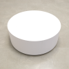 Norfolk Round Lobby Table in white matte laminate finish shown here.