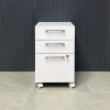 15 3/4 inches Naples Mobile Storage - 3 drawers- W/ Lock in white gloss laminate finish shown here.