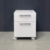 15 3/4 inches Naples Mobile Storage in white gloss laminate shown here.