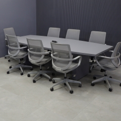 Newton Boat Shape Conference Table in Gray Traceless Laminate - 108 In. - Stock #49