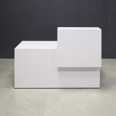48-inch Los Angeles Reception Desk, left side counter when facing front, in white gloss laminate counter and desk shown here.