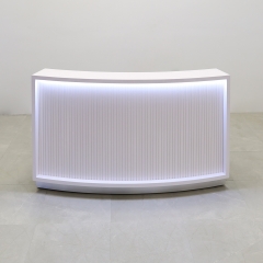 Seattle X2 Reception Desk in White Gloss Tambour Front Panel and Desk, with white LED shown here.