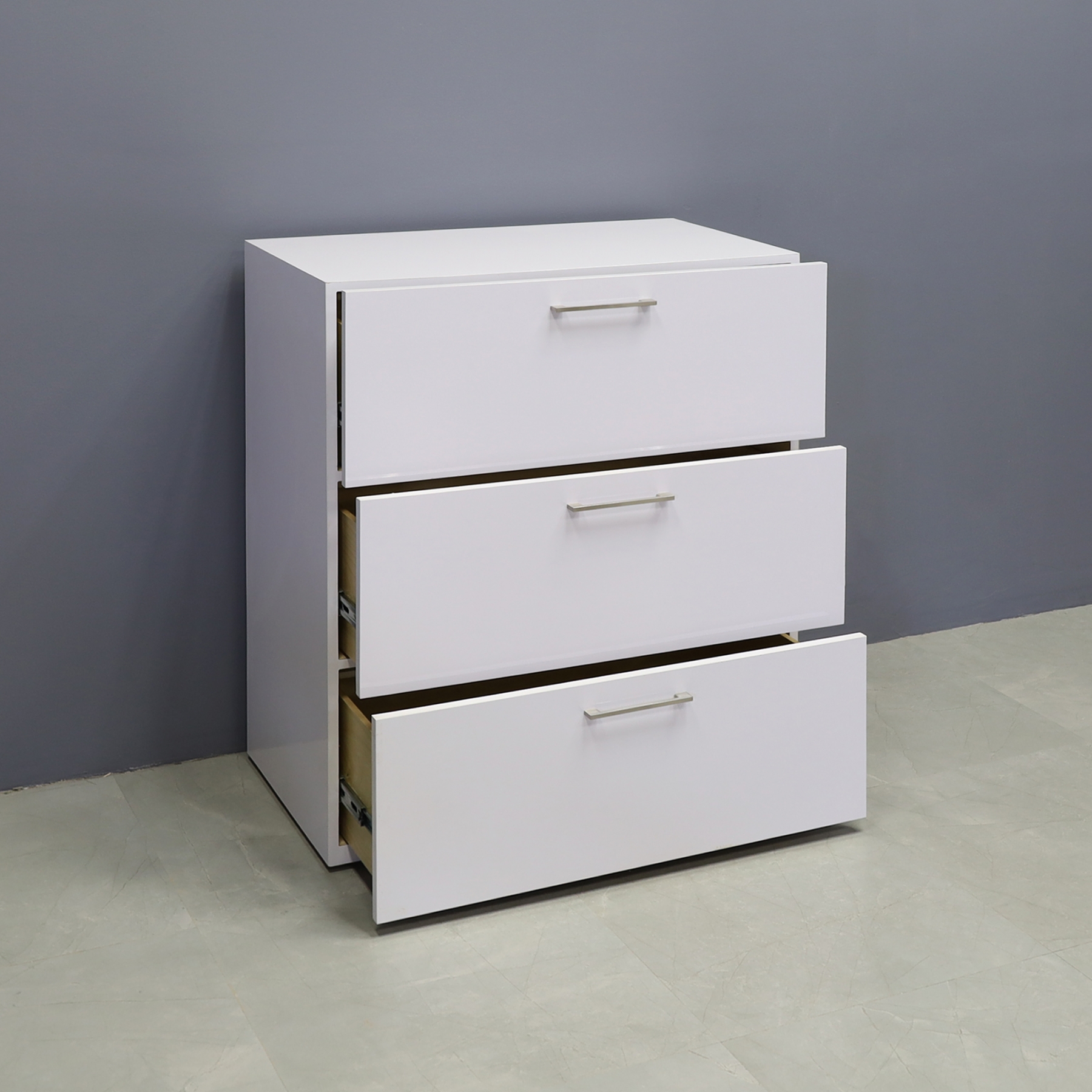 Naples Lateral File Cabinet In White Gloss Laminate 36 Stock 3